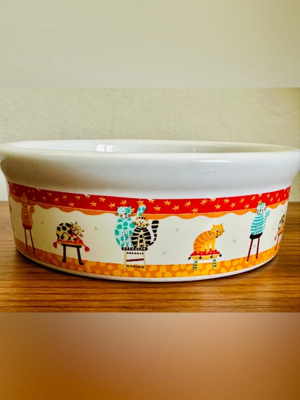 Whimsical Cat Dreaming of Fish Ceramic Pet Bowl - Mint 2006 Collectible 5